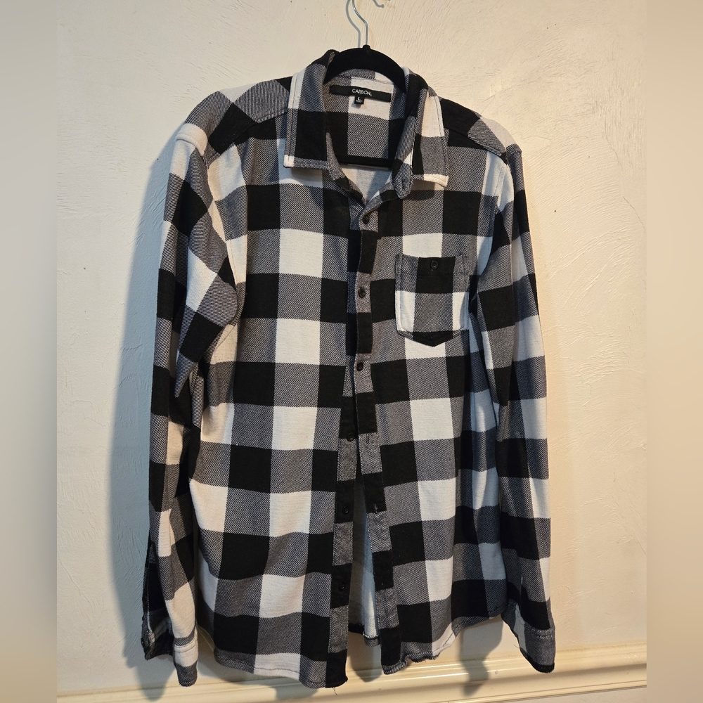 Carbon Black and White Plaid Men's Shirt